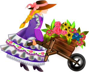openclipart圖庫：wheelbarrow with flowers