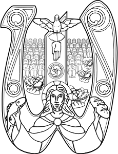 openclipart圖庫：Christ with a Fish and Bread Symbol