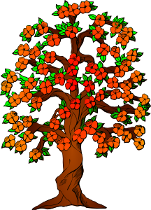 openclipart圖庫：Red Blossoms on a Tree
