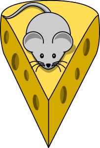 openclipart圖庫：Cartoon mouse on top of a cheese