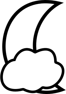 openclipart圖庫：Cloud Covered Moon Outline