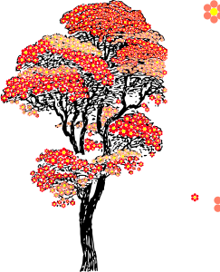 openclipart圖庫：Red aifowers tree