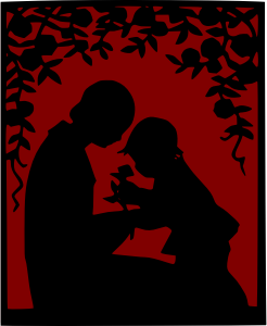 openclipart圖庫：Mother and child among roses