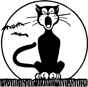 openclipart圖庫：Black cat and moon
