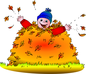 openclipart圖庫：Child in leaves (colored)