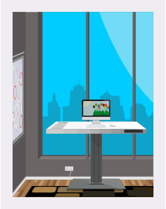 openclipart圖庫：Standing Desk With City View