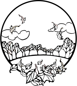 openclipart圖庫：Fall Scene Coloring Page