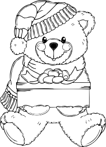 openclipart圖庫：Christmas Bear Coloring Page
