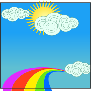 openclipart圖庫：Sun, sky, clouds, and rainbow