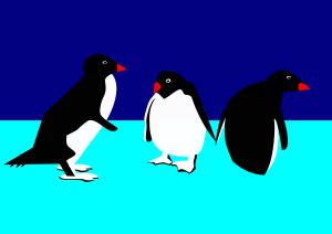 openclipart圖庫：3 Pinguine auf Eis