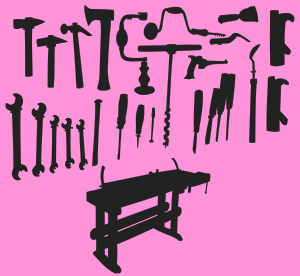 openclipart圖庫：Tools and workbench silhouette