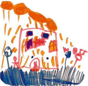 openclipart圖庫：Kindergarten Art House and Rain