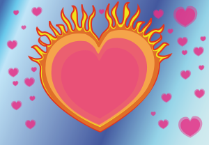 openclipart圖庫：heart on fire