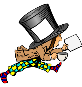 openclipart圖庫：mad hatter with clean label on hat holding paper