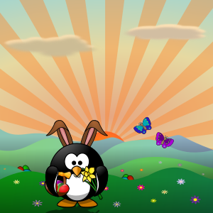 openclipart圖庫：April Calendar page: Happy Egg hunt!