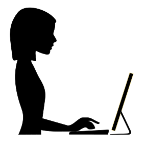 openclipart圖庫：Silhouette of female typing on a computer