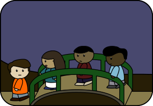 openclipart圖庫：People crossing bridge