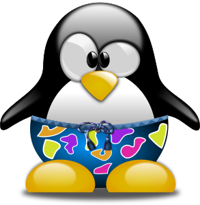 openclipart圖庫：Tux with Swimming Trunks