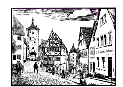 openclipart圖庫：Cityscape of Rothenburg, Germany