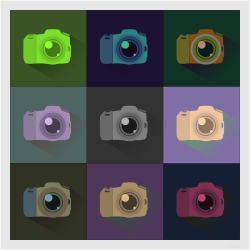 openclipart圖庫：SLR Digital Camera Icons Color Study