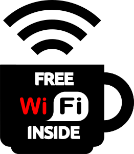 openclipart圖庫：Logo Free WiFi Inside for a cafe