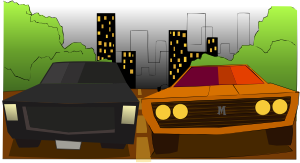 openclipart圖庫：cartoon car running on the street