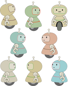 openclipart圖庫：Eight little robots