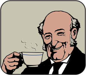 openclipart圖庫：Bald Man Drinks Coffee, coloured in