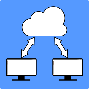 openclipart圖庫：Two computers sharing using the cloud