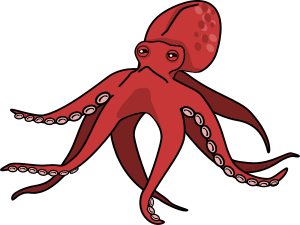 openclipart圖庫：Pink Cartoon Octopus