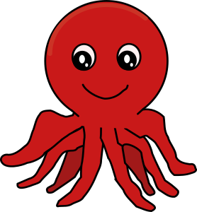 openclipart圖庫：Red Cartoon Octopus