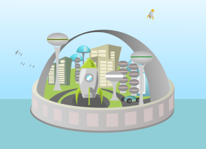 openclipart圖庫：Futuristic island city