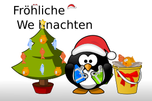 openclipart圖庫：Penguin Xmas card