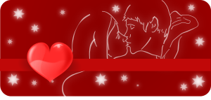 openclipart圖庫：Kissing couple with heart