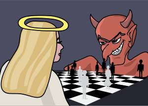 openclipart圖庫：demon vs angel chess game