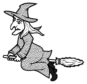 openclipart圖庫：witch - lineart