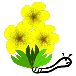 openclipart圖庫：a flor amarela e a lagarta