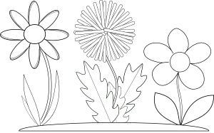 openclipart圖庫：three flowers bw