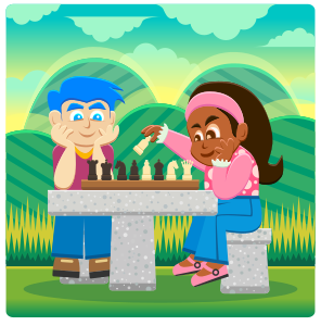 openclipart圖庫：Kids Playing Chess 2