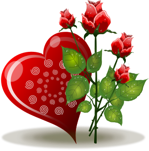 openclipart圖庫：Coração e rosas - Hearth and red roses