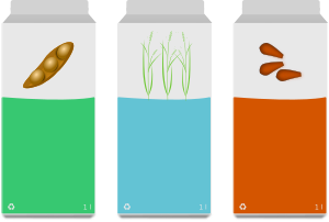openclipart圖庫：Vegan milk - Almond, rice and soya - Lait de soja, de riz et d'amende