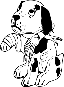 openclipart圖庫：sad dog with a broken leg