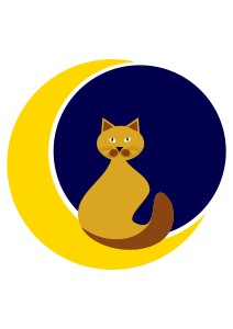 openclipart圖庫：Cat with moon (#dailysketch)