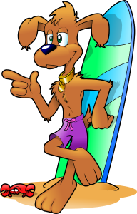 openclipart圖庫：Surfer dog
