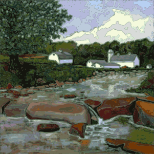 openclipart圖庫：Farm With Stream