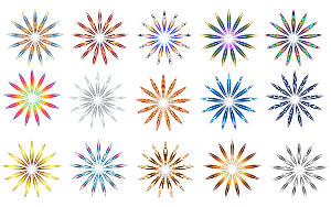 openclipart圖庫：Set Of 15 Colorful "Flower" Shapes