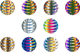 openclipart圖庫：Set Of 10 Shiny Metallic 3D Spheres