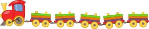 openclipart圖庫：Toy train with 5 wagons