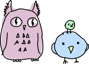openclipart圖庫：Owl and a birds