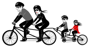 openclipart圖庫：Family riding tandem bicycle